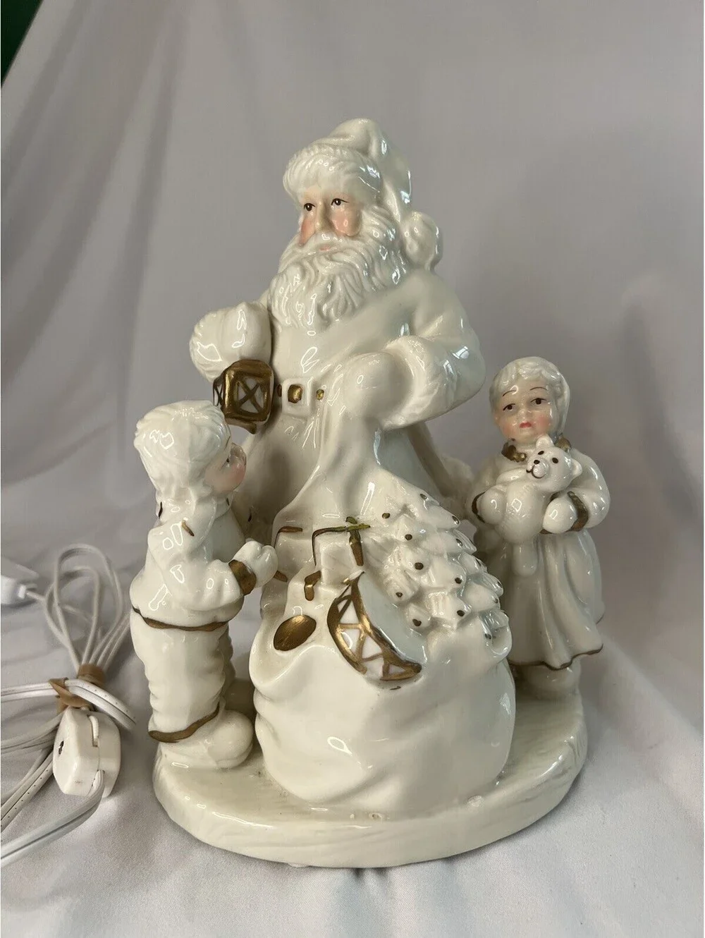 Porcelain Santa Claus Ivory Night Light Lamp